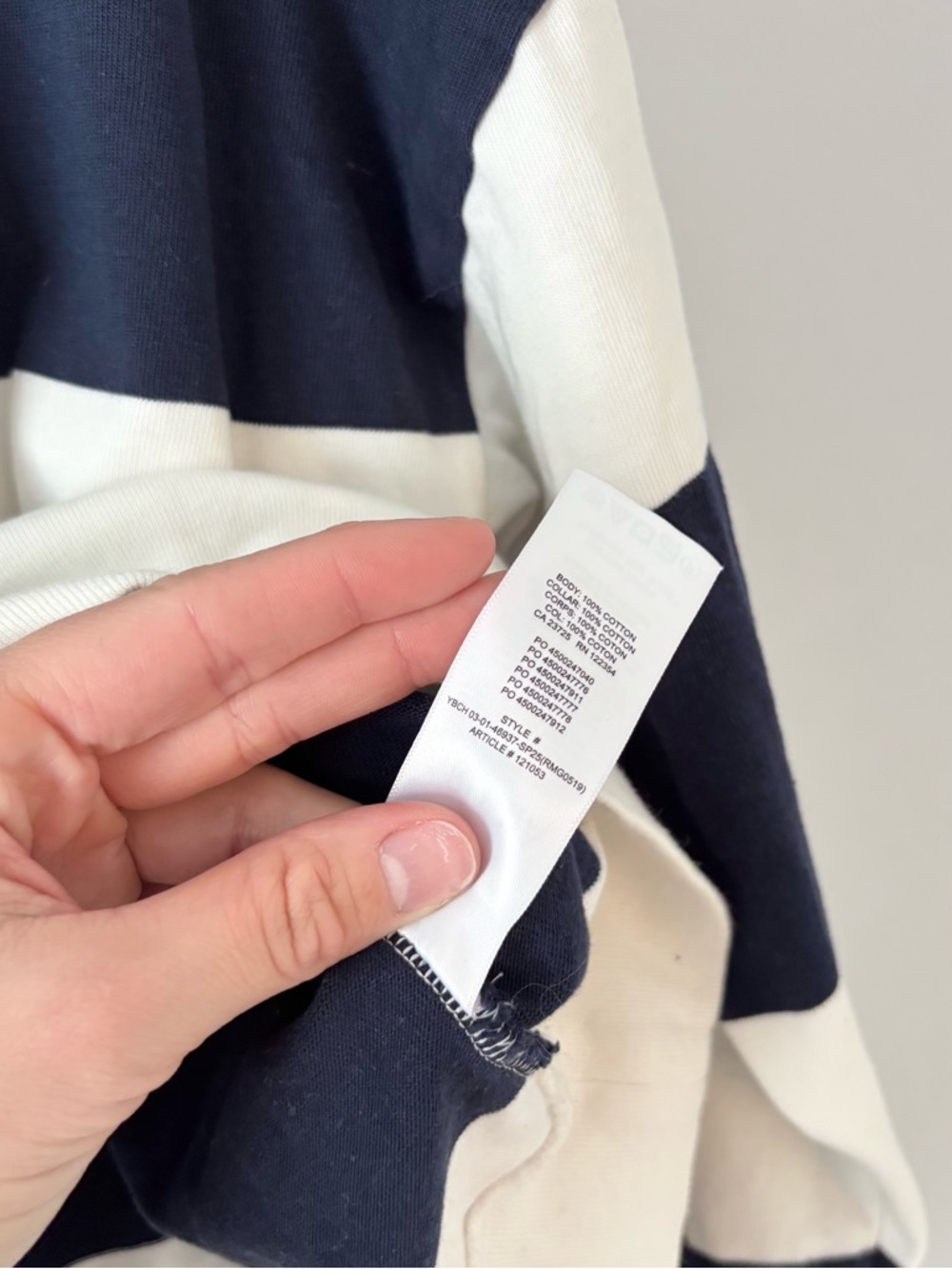 TNA Mighty Cotton Lomu Pullover Sweater Polo Stripes Long Sleeve Navy Aritzia - Picture 5 of 6